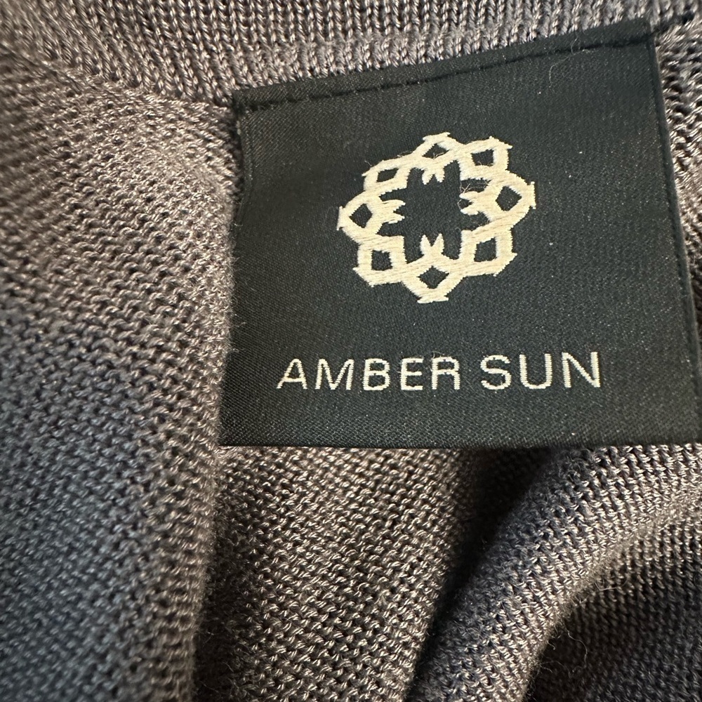 Amber Sun Luxury Silk Blend Gray Knit Button Cardigan | Long Sleeve, Small - Picture 5 of 6